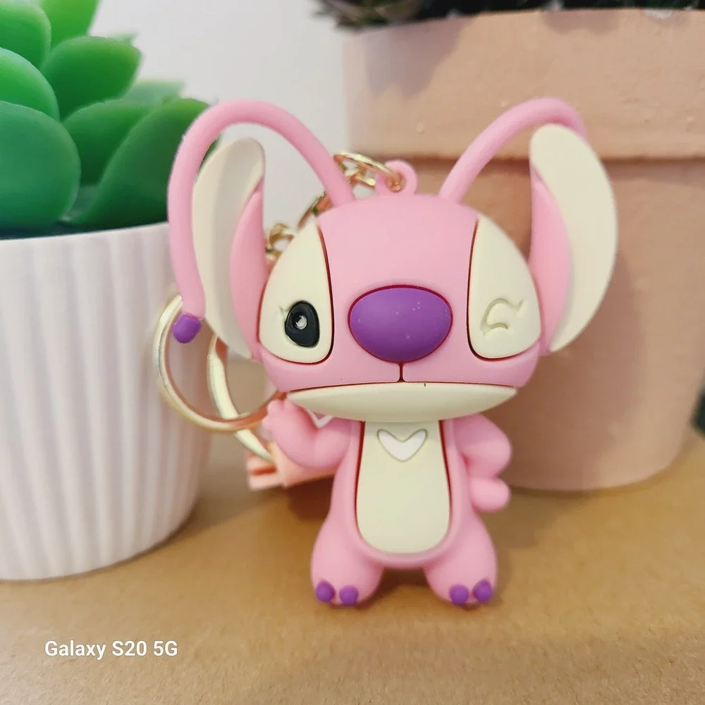 Pink Angel Stitch Keychain Cute Cartoon Character Bag Charm Accessory‎ NEW